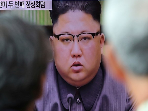 People watch a TV screen showing an image of North Korean leader Kim Jong Un delivers a statement in response to U.S. President Donald Trump's speech to the United Nations, in Pyongyang, North Korea, at Seoul Railway Station in Seoul, South Korea, Friday, Sept. 22, 2017. Kim, in an extraordinary and direct rebuke, called U.S. President Donald Trump "deranged" and said he will "pay dearly" for his threats, a possible indication of more powerful weapons tests on the horizon. (AP Photo/Ahn Young-joon)