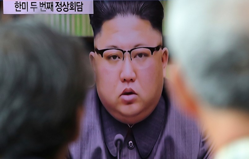 People watch a TV screen showing an image of North Korean leader Kim Jong Un delivers a statement in response to U.S. President Donald Trump's speech to the United Nations, in Pyongyang, North Korea, at Seoul Railway Station in Seoul, South Korea, Friday, Sept. 22, 2017. Kim, in an extraordinary and direct rebuke, called U.S. President Donald Trump "deranged" and said he will "pay dearly" for his threats, a possible indication of more powerful weapons tests on the horizon. (AP Photo/Ahn Young-joon)