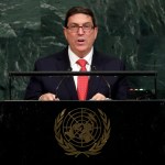 Foreign Minister Bruno Rodríguez Parrilla of Cuba addresses the United Nations General Assembly, at U.N. headquarters, Friday, Sept. 22, 2017. (AP Photo/Richard Drew)