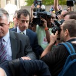 Former Congressman Anthony Weiner (D-N.Y.) arrives at federal court for his sentencing hearing, Monday, Sept. 25, 2017, in New York. (AP Photo/Mark Lennihan)