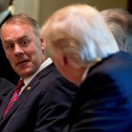 Interior Secretary Ryan Zinke, center, and Health and Human Services Secretary Tom Price, left, listen as President Donald Trump speaks during a Cabinet meeting, Monday, June 12, 2017, in the Cabinet Room of the White House in Washington. (AP Photo/Andrew Harnik)
