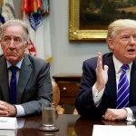 Rep. Richard Neal, D-Mass., listens as President Donald Trump speaks during a meeting with members of the House Ways and Means committee in the Roosevelt Room of the White House, Tuesday, Sept. 26, 2017, in Washington. (AP Photo/Evan Vucci)
