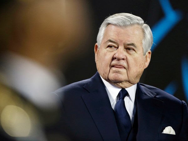 Carolina Panthers owner Jerry Richardson watches before the NFL football NFC Championship game against the Arizona Cardinals, Sunday, Jan. 24, 2016, in Charlotte, N.C. (AP Photo/Bob Leverone)