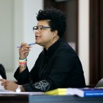 Judge Rachel Bell presides over general sessions court Wednesday, Sept. 27, 2017, in Nashville, Tenn., where the court appearance for 25-year-old Emanuel Kidega Samson was rescheduled for Oct. 6, 2017. Samson is charged with the fatal shooting of one woman and is expected to face several more charges after a church shooting at Burnette Chapel Church of Christ in Nashville on Sept. 14. (AP Photo/Mark Humphrey)