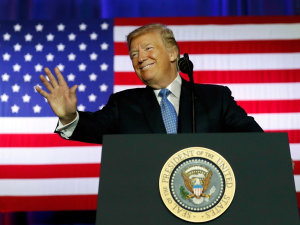 President Donald Trump waves before speaking about tax reform at the Farm Bureau Building at the Indiana State Fairgrounds, Wednesday, Sept. 27, 2017, in Indianapolis, Ind. (AP Photo/Alex Brandon)