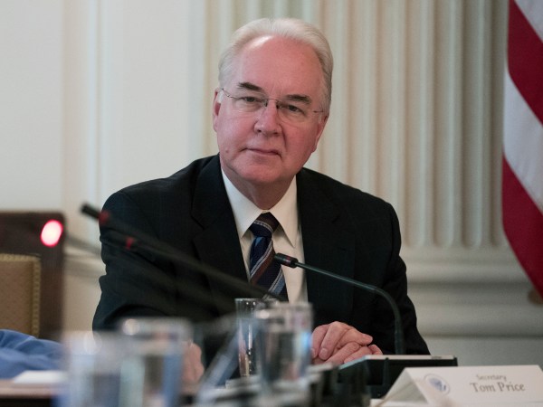 Secretary of Health and Human Services Tom Price attends an Opioid roundtable discussion in Washington, Thursday, Sept. 28, 2017. Melania Trump has invited experts and people affected by addiction to opioids to the White House for a listening session and discussion about the epidemic. (AP Photo/Carolyn Kaster)