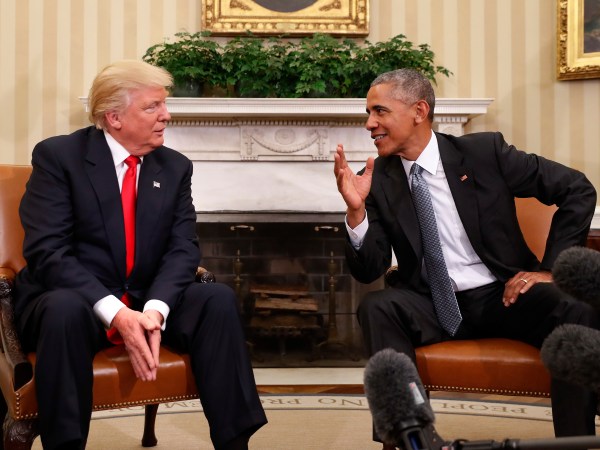 President Barack Obama meets with President-elect Donald Trump in the Oval Office of the White House in Washington, Thursday, Nov. 10, 2016. (AP Photo/Pablo Martinez Monsivais)