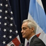 Chicago Mayor Rahm Emanuel speaks during a press conference where Sanctuary City and Chicago violence, two issues raised by President Donald Trump, were discussed on Wednesday, Jan. 25, 2017, in Chicago. (AP Photo/Matt Marton)