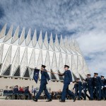 Air Force Academy Cadets pass in review after Brig. Gen. Kristin Goodwin assumed command of the AFA cadet wing at a ceremony at the Air Force Academy in Colorado Springs, Colo. Monday, May 15, 2017. AP PHOTO/THE GAZETTE/MARK REIS
