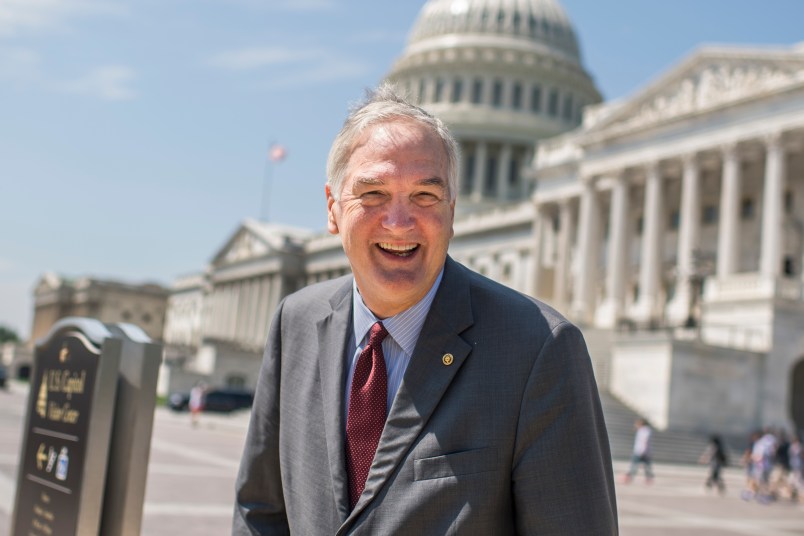 UNITED STATES - AUGUST 02: Sen. Luther Strange, R-Ala., talks with a reporters on the East Front of the Capitol on August 2, 2017. (Photo By Tom Williams/CQ Roll Call)