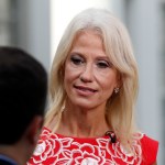 Counselor to the President Kellyanne Conway speaks during a television interview in front of the West Wing of the White House, Thursday, Aug. 31, 2017, in Washington. (AP Photo/Alex Brandon)