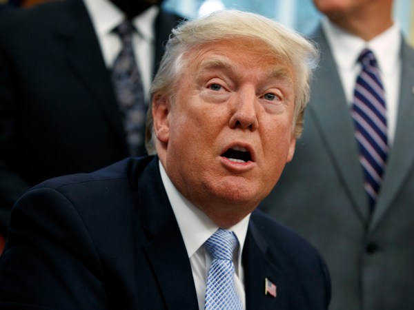 President Donald Trump speaks before signing a proclamation for a national day of prayer to occur on Sunday, Sept. 3, 2017, in the Oval Office of the White House, Friday, Sept. 1, 2017, in Washington. (AP Photo/Evan Vucci)