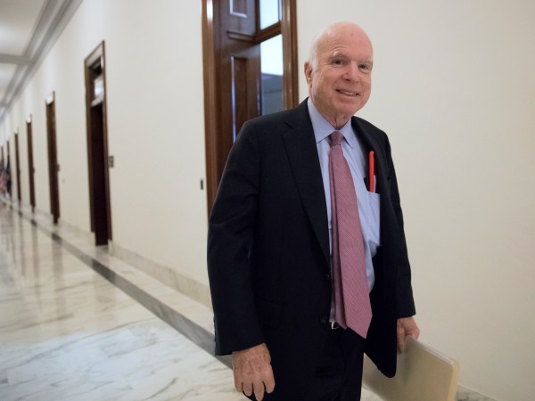 Sen. John McCain, R-Ariz., walks from his Senate office as Congress returns from the August recess to face work on immigration, the debt limit, funding the government, and help for victims of Hurricane Harvey, in Washington, Tuesday, Sept. 5, 2017.  Earlier, McCain declared President Donald Trump’s decision to phase out an Obama administration program that has protected hundreds of thousands of young immigrants “the wrong approach” at a time when Republicans and Democrats need to work together.  (AP Photo/J. Scott Applewhite)