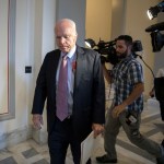 Sen. John McCain, R-Ariz., walks from his Senate office as Congress returns from the August recess to face work on immigration, the debt limit, funding the government, and help for victims of Hurricane Harvey, in Washington, Tuesday, Sept. 5, 2017.  Earlier, McCain declared President Donald Trump’s decision to phase out an Obama administration program that has protected hundreds of thousands of young immigrants “the wrong approach” at a time when Republicans and Democrats need to work together.  (AP Photo/J. Scott Applewhite)