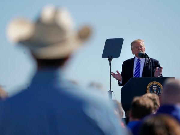 President Donald Trump speaks at Andeavor Refinery to promote his tax overhaul plan, Wednesday, Sept. 6, 2017 in Bismark, N.D. (AP Photo/Pablo Martinez Monsivais)