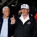 President Donald Trump and first lady Melania Trump arrive at Southwest Florida International airport to meet with first responders and people impacted by Hurricane Irma, Tuesday, Sept. 14, 2017, in Ft. Myers, Fla. (AP Photo/Evan Vucci) President Donald Trump participates in a briefing on Hurricane Irma relief efforts, Tuesday, Sept. 14, 2017, in Ft. Myers, Fla. (AP Photo/Evan Vucci)