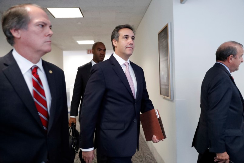 Michael Cohen, President Donald Trump’s personal attorney, arrives on Capitol Hill in Washington, Tuesday, Sept. 19, 2017. Cohen is schedule to testify before the Senate Intelligence Committee in a closed session. (AP Photo/Pablo Martinez Monsivais)