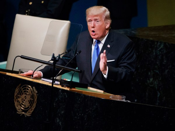 President Donald Trump speaks to the United Nations General Assembly, Tuesday, Sept. 19, 2017, in New York. (AP Photo/Evan Vucci)
