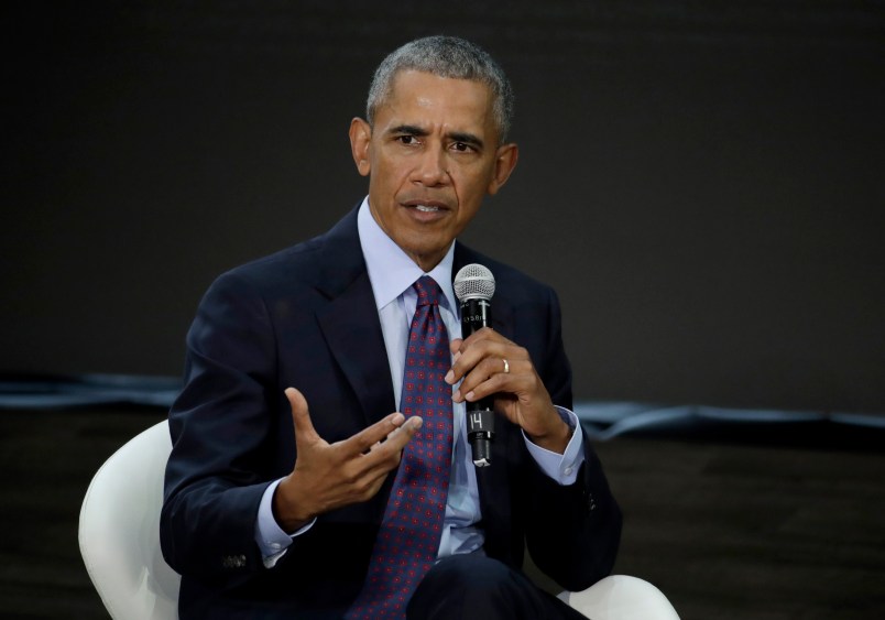 Former President Barack Obama speaks during the Goalkeepers Conference hosted by the Bill and Melinda Gates Foundation, Wednesday, Sept. 20, 2017, in New York. (AP Photo/Julio Cortez)