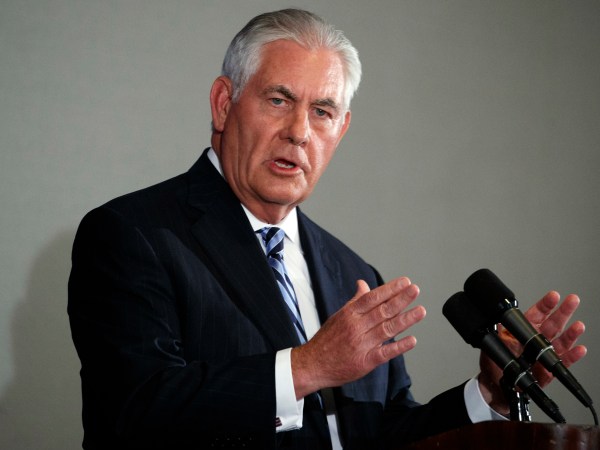 Secretary of State Rex Tillerson speaks at a press briefing at the Hilton Midtown hotel during the United Nations General Assembly, Wednesday, Sept. 20, 2017, in New York. (AP Photo/Evan Vucci)