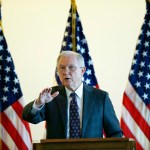 Attorney General Jeff Sessions speaks to law enforcement officials about transnational organized crime and gang violence at the Federal Courthouse Thursday, Sept. 21, 2017, in Boston. Sessions has called crime groups, like MS-13, “one of the gravest threats to American safety.” (AP Photo/Stephan Savoia)