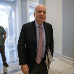 Sen. John McCain, R-Ariz., arrives at his office on Capitol Hill in Washington, Monday, Sept. 25, 2017, amid a last-ditch GOP push to overhaul the nation's health care system. Looking at the twilight of his career and a grim cancer diagnosis, McCain, who prides himself on an independent streak, could not be moved to go along with the Graham-Cassidy bill.  (AP Photo/J. Scott Applewhite)