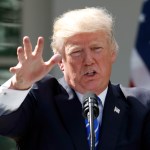 President Donald Trump speaks during a news conference with Spanish Prime Minister Mariano Rajoy in the Rose Garden of the White House, Tuesday, Sept. 26, 2017, in Washington. (AP Photo/Alex Brandon)