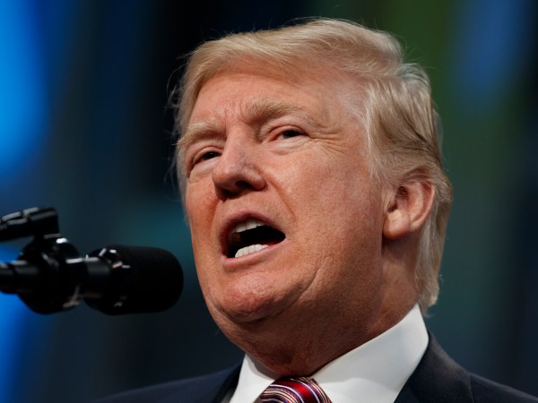 President Donald Trump speaks to the National Association of Manufactures at the Mandarin Oriental hotel, Friday, Sept. 29, 2017, in Washington. (AP Photo/Evan Vucci)