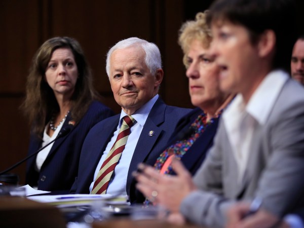 State insurance commissioners from Tennessee Department of Commerce and Insurance Commissioner Julie Mix McPeak, from left; Washington State Insurance Commissioner Mike Kreidler; Alaska Division of Insurance Director Lori Wing-Heier and Insurance Commissioner of Pennsylvania Theresa Miller testify during a Senate Health, Education, Labor, and Pensions Committee hearing on the individual health insurance market for 2018 on Capitol Hill in Washington, Wednesday, Sept. 6, 2017.   (AP Photo/Manuel Balce Ceneta)
