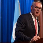 Interior Secretary Ryan Zinke speaks on the Trump Administration's energy policy at the Heritage Foundation in Washington, Friday, Sept. 29, 2017. (AP Photo/Andrew Harnik)