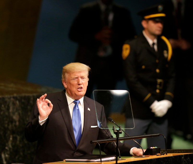 United States President Donald Trump speaks during the United Nations General Assembly at U.N. headquarters, Tuesday, Sept. 19, 2017. (AP Photo/Seth Wenig)