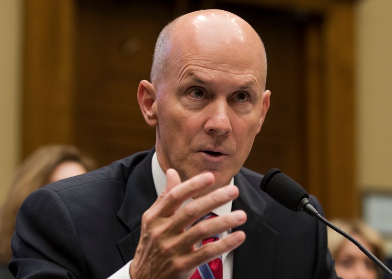 Former chairman and CEO of Equifax Richard F. Smith testifies before the Digital Commerce and Consumer Protection Subcommittee of the House Commerce Committee on Capitol Hill in Washington, Tuesday, Oct. 3, 2017. (AP Photo/Carolyn Kaster)