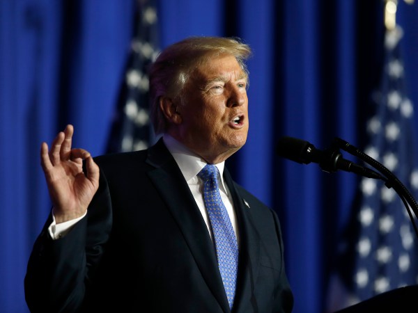 President Donald Trump speaks about tax reform at the Farm Bureau Building at the Indiana State Fairgrounds, Wednesday, Sept. 27, 2017, in Indianapolis, Ind. (AP Photo/Alex Brandon)
