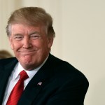 President Donald Trump smiles as he announces in the East Room of the White House in Washington, Thursday, Oct. 12, 2017,  that Kirstjen Nielsen, a cybersecurity expert and deputy White House chief of staff is his choice to be the next Homeland Security Secretary. (AP Photo/Susan Walsh)