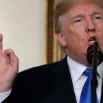 President Donald Trump delivers remarks on Iran policy from the Diplomatic Reception Room of the White House, Friday, Oct. 13, 2017, in Washington. (AP Photo/Evan Vucci)