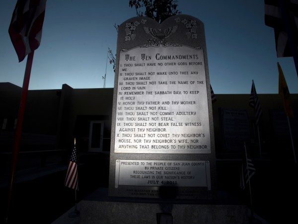The Bloomfield Ten Commandments is pictured, Thursday, Nov. 10, 2016 at Bloomfield City Hall.