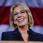 U.S. Education Secretary Betsy DeVos speaks during a dinner hosted by the Washington Policy Center, Friday, Oct. 13, 2017, in Bellevue, Wash. (AP Photo/Ted S. Warren)