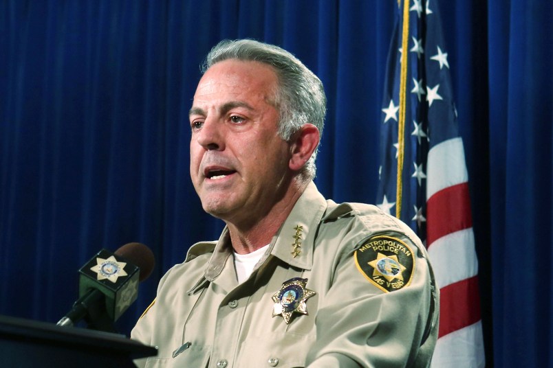 Clark County Sheriff Joe Lombardo announces at the Las Vegas Police headquarters that officer Kenneth Lopera will be prosecuted for the in-custody death of Tashii Brown, Monday, June 5, 2017.  Elizabeth Brumley/Las Vegas Review-Journal