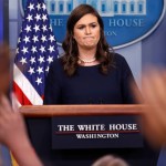 White House press secretary Sarah Huckabee Sanders pauses as she prepares to answer questions during the press briefing in the Brady Press Briefing room of the White House in Washington, Wednesday, July 26, 2017. (AP Photo/Pablo Martinez Monsivais)