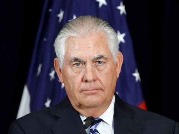 Secretary of State Rex Tillerson listens to a question during a news conference, Thursday, Aug. 17, 2017, at the State Department in Washington. (AP Photo/Jacquelyn Martin)