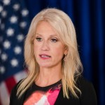 Counselor to the President Kellyanne Conway during a news conference in Trenton, N.J., Monday, Sept. 18, 2017.  (AP Photo/Matt Rourke)