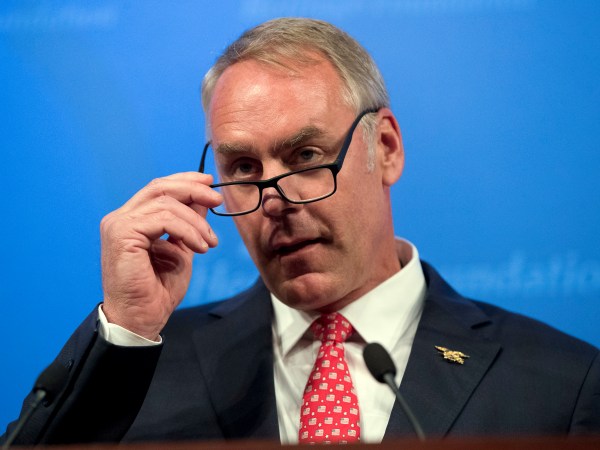 Interior Secretary Ryan Zinke speaks on the Trump Administration's energy policy at the Heritage Foundation in Washington, Friday, Sept. 29, 2017. (AP Photo/Andrew Harnik)