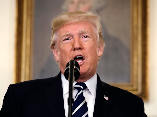 President Donald Trump makes a statement about the mass shooting in Las Vegas, Monday, Oct. 2, 2017 in Washington. (AP Photo/Evan Vucci)