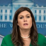 White House press secretary Sarah Huckabee Sanders speaks during the news briefing at the White House in Washington, Monday, Oct. 2, 2017, about the mass shooting in Las Vegas. (AP Photo/Carolyn Kaster)