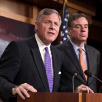 Senate Select Committee on Intelligence Chairman Richard Burr, R-N.C., left, and Vice Chairman Mark Warner, D-Va., update reporters on the status of their inquiry into Russian interference in the 2016 U.S. elections, at the Capitol in Washington, Wednesday, Oct. 4, 2017. Burr says the committee has interviewed more than 100 witnesses as part of its investigation and that more work still needs to be done.  (AP Photo/J. Scott Applewhite)