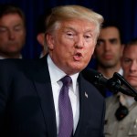 President Donald Trump speaks after meeting with first responders and private citizens that helped during the mass shooting, during a "Hero's Meet and Greet" at the Las Vegas Metropolitan Police Department, Wednesday, Oct. 4, 2017, in Las Vegas. (AP Photo/Evan Vucci)