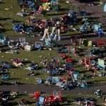 Agents from the FBI continue to process evidence at the scene of a mass shooting on Wednesday, Oct. 4, 2017, in Las Vegas. A gunman opened fire on an outdoor music concert on Sunday killing dozens and injuring hundreds. (AP Photo/Gregory Bull)