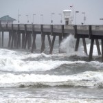 Waves caused by Hurricane Nate pound the Okaloosa Island Fishing Pier on Sunday Oct. 8, 2017 in Fort Walton Beach, Florida. (AP Photo/Northwest Florida Daily News, Nick Tomecek)