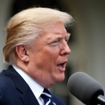 President Donald Trump speaks as he stands next Senate Majority Leader Mitch McConnell of Ky., after their meeting at the White House, Monday, Oct. 16, 2017, in Washington. (AP Photo/Alex Brandon)
