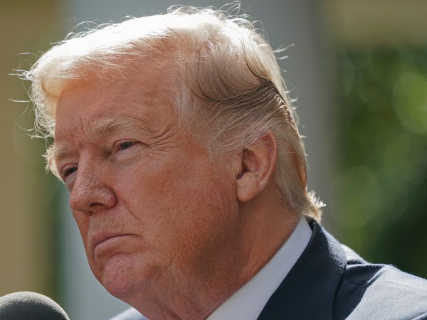 President Donald Trump listens to a questions prior to speaking  to members of the media in the Rose Garden of the White House, Monday, Oct. 16, 2017. (AP Photo/Pablo Martinez Monsivais)